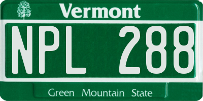 VT license plate NPL288