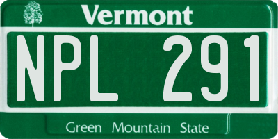 VT license plate NPL291