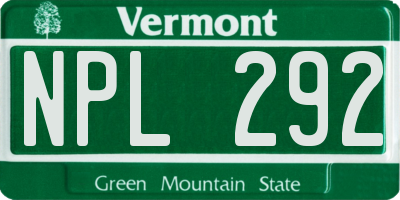 VT license plate NPL292