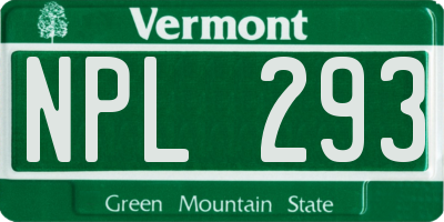 VT license plate NPL293