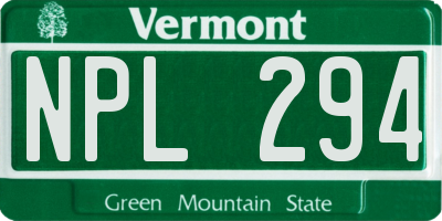 VT license plate NPL294