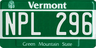 VT license plate NPL296