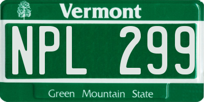 VT license plate NPL299