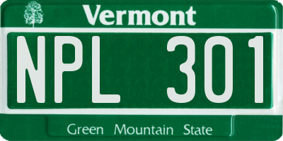 VT license plate NPL301