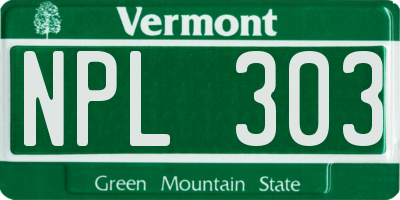 VT license plate NPL303