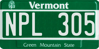 VT license plate NPL305