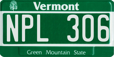 VT license plate NPL306