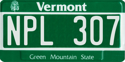 VT license plate NPL307