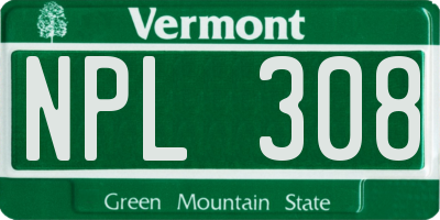 VT license plate NPL308