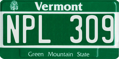 VT license plate NPL309