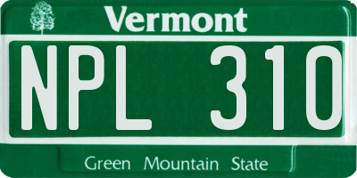 VT license plate NPL310