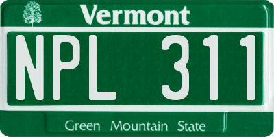 VT license plate NPL311