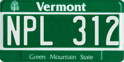 VT license plate NPL312