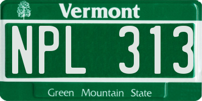 VT license plate NPL313