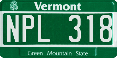 VT license plate NPL318