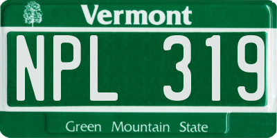 VT license plate NPL319