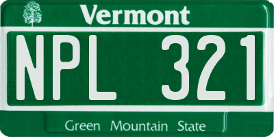 VT license plate NPL321