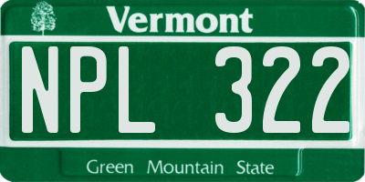 VT license plate NPL322