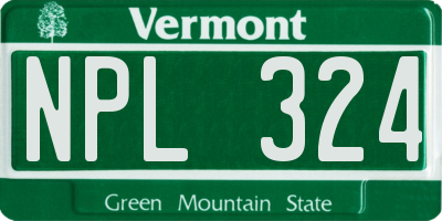 VT license plate NPL324