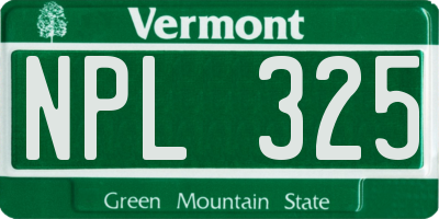 VT license plate NPL325