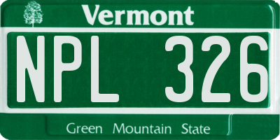 VT license plate NPL326