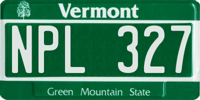 VT license plate NPL327