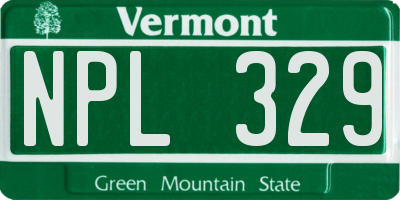 VT license plate NPL329