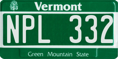 VT license plate NPL332