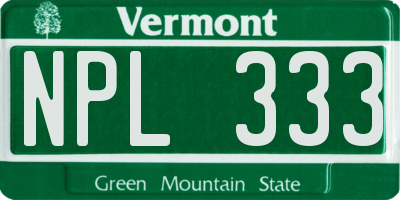 VT license plate NPL333