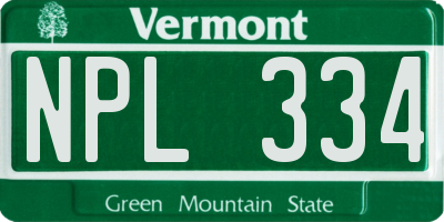 VT license plate NPL334