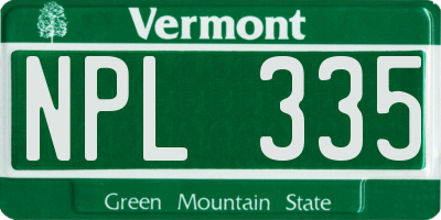VT license plate NPL335