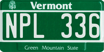 VT license plate NPL336