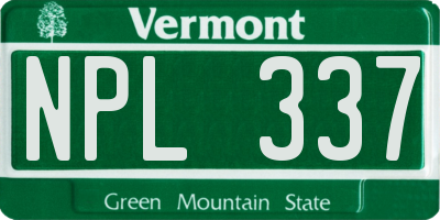 VT license plate NPL337