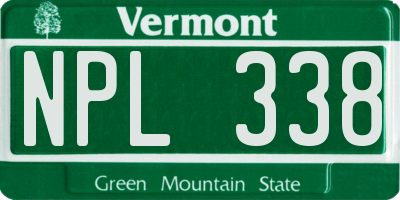 VT license plate NPL338