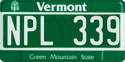 VT license plate NPL339