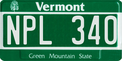 VT license plate NPL340
