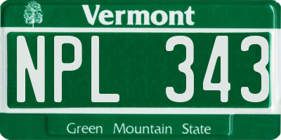 VT license plate NPL343