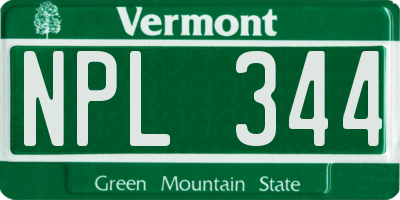 VT license plate NPL344