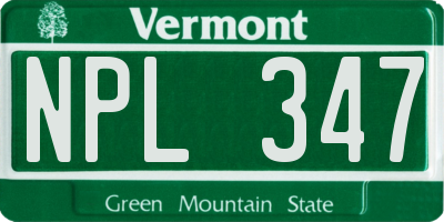 VT license plate NPL347