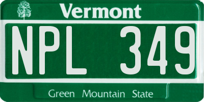 VT license plate NPL349