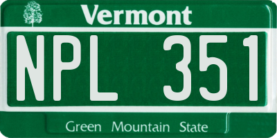 VT license plate NPL351