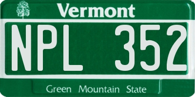 VT license plate NPL352