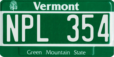 VT license plate NPL354