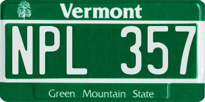 VT license plate NPL357