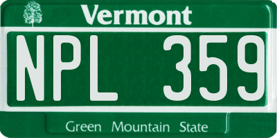 VT license plate NPL359
