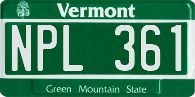 VT license plate NPL361
