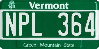 VT license plate NPL364