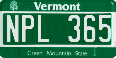 VT license plate NPL365