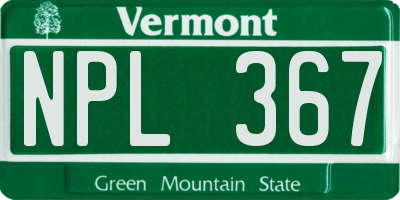 VT license plate NPL367