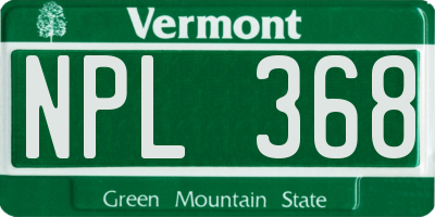 VT license plate NPL368